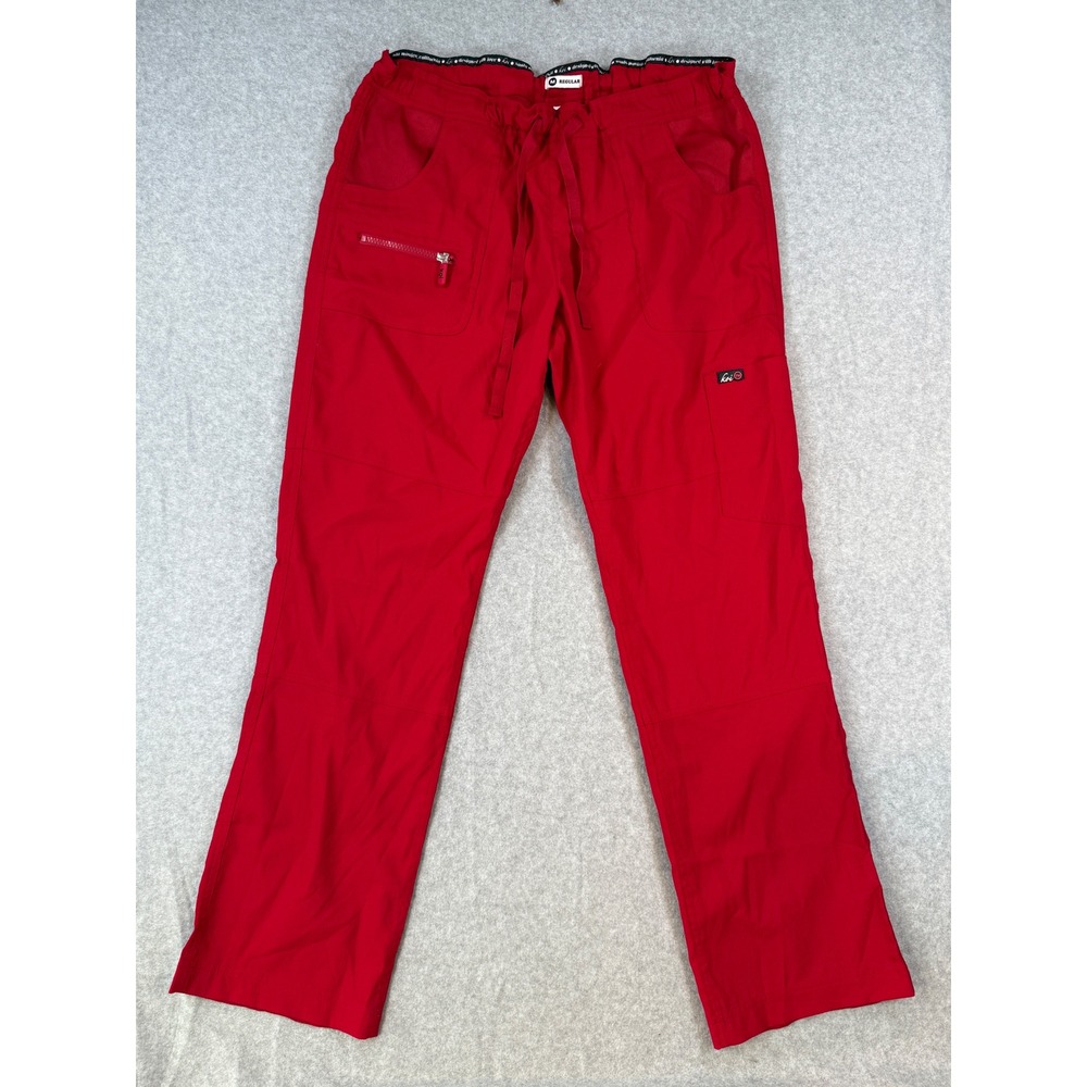 Koi Medium Regular Scrub Pants Red Slim Fit Stretch Dobby Cargo Peace